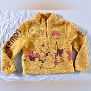 Pokémon Pikachu Fleece Pullover Jacket Youth Size 6/7 Yellow Quarter Zip